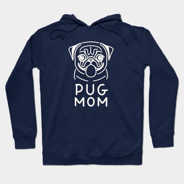 Pug Mom - Lineart Drawing for black Hoodie by ravensart